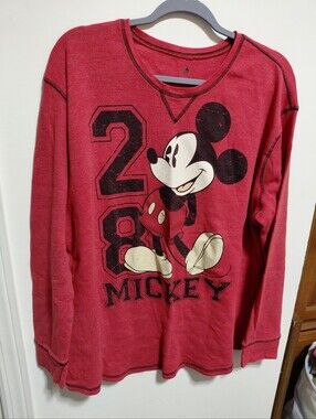 Disney Red Mickey Mouse Graphic Long-Sleeve Sweatshirt